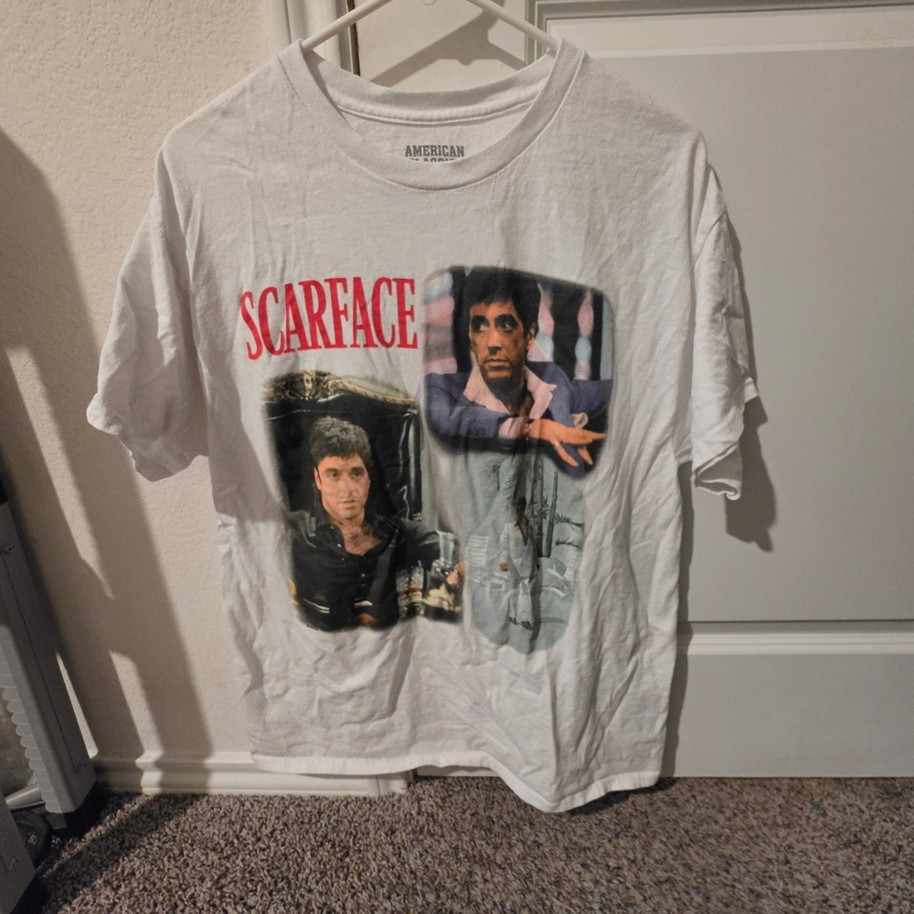 American Classics Scarface Tony Montana Graphic T-Shirt Mens Large White Cotton - Picture 2 of 7